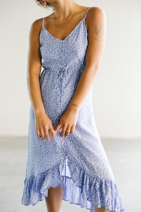 Rails Dresses & Skirts - Rails Frida Dress Sky Blue Daisies Midi Prairie Cottagecore Boho Button L Prep